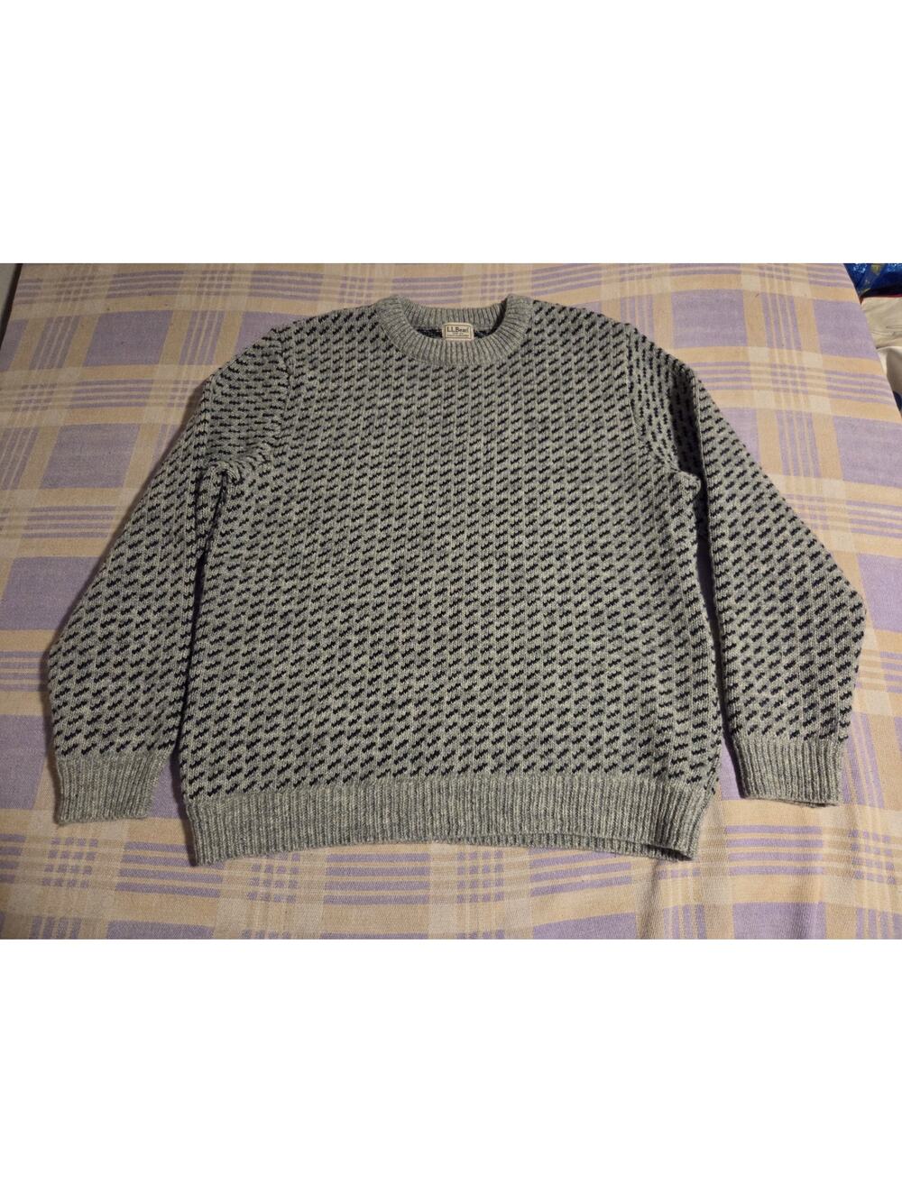 Vintage L.L. Bean Fisherman Sweater Wool Birdseye Mens Large Made In Norway 90s